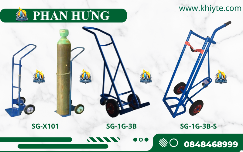 Xe Đẩy Bình Khí Oxy, Nitơ, Argon, CO2, Gió Đá (3)