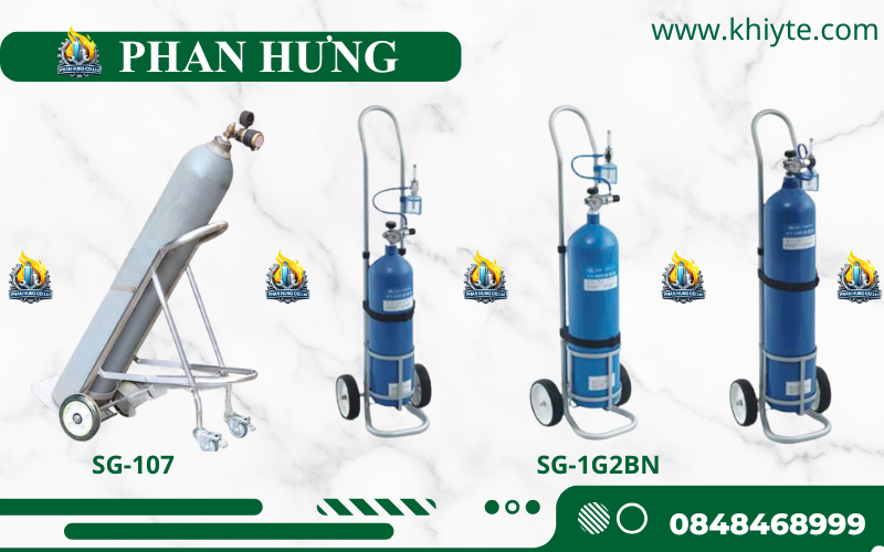 Xe Đẩy Bình Khí Oxy, Nitơ, Argon, CO2, Gió Đá (4)
