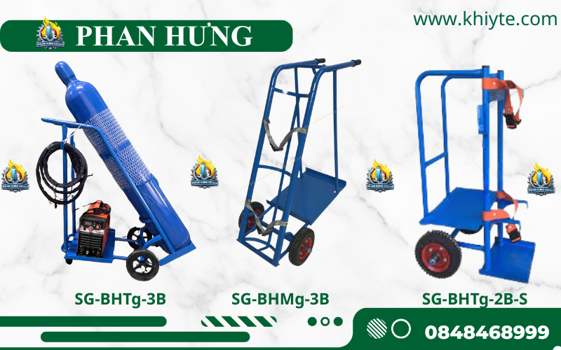 Xe Đẩy Bình Khí Oxy, Nitơ, Argon, CO2, Gió Đá (7)