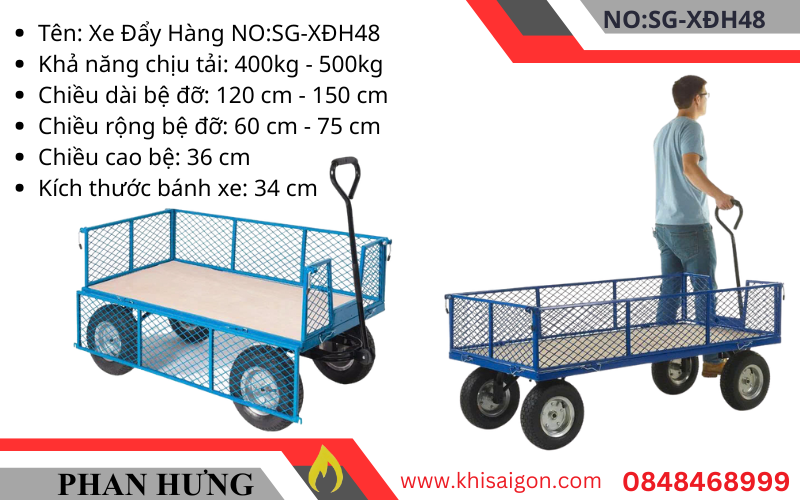 Xe Đẩy Hàng 500kg – Xe Đẩy Bàn Xoay Đế Ván Ép (3)