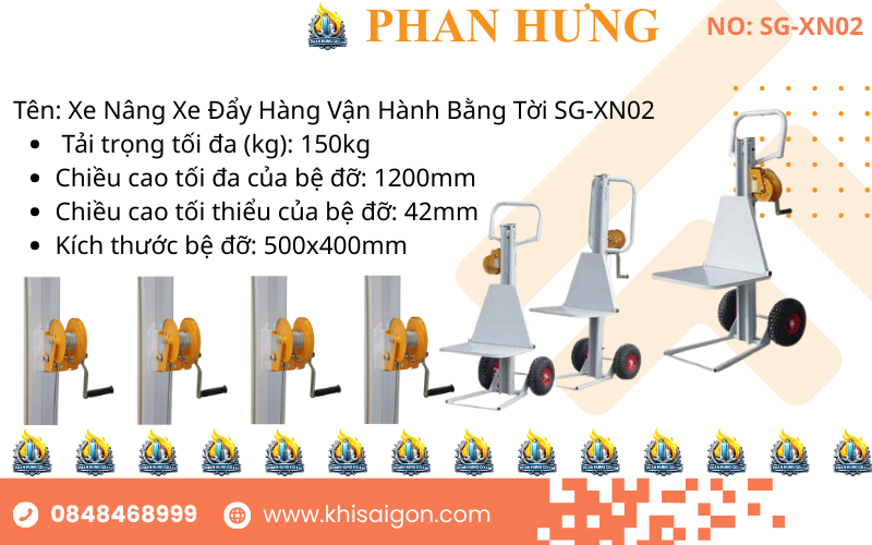 Xe Nâng Dùng Tời Quay Tay 1500mm-200kg (5)