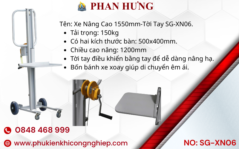 Xe Nâng Hàng Mini Cao 1-3 Mét Tời Tay (1)
