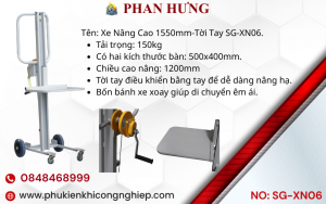 Xe Nâng Hàng Mini Cao 1-3 Mét Tời Tay
