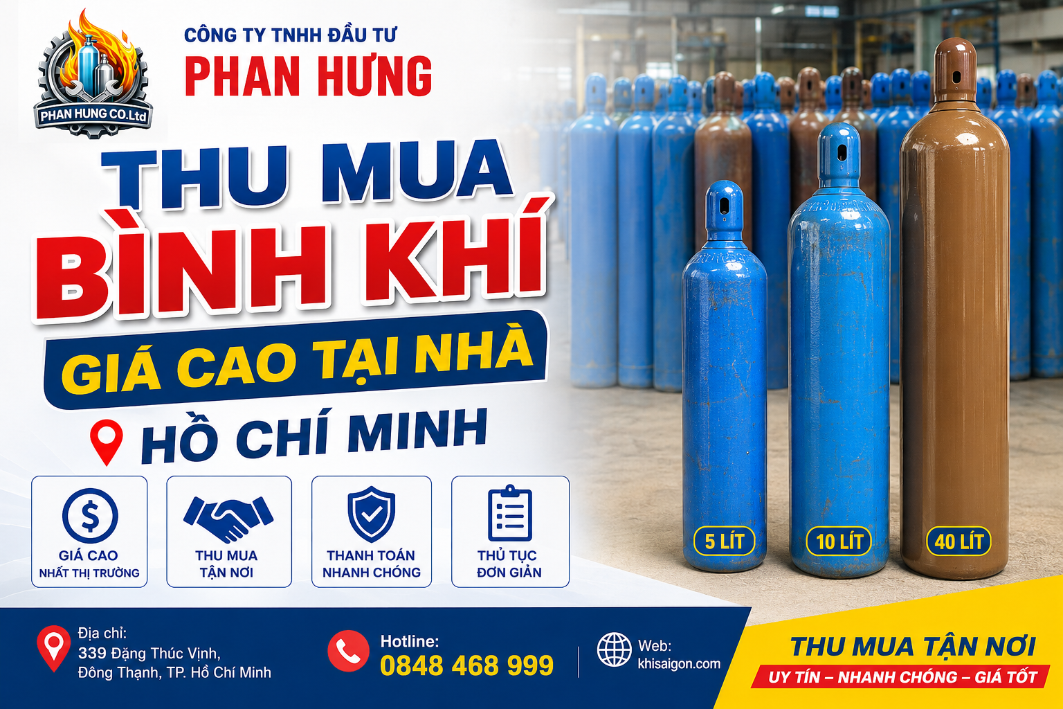 Thu mua bình khí cũ uy tín, giá cao, thanh toán nhanh.