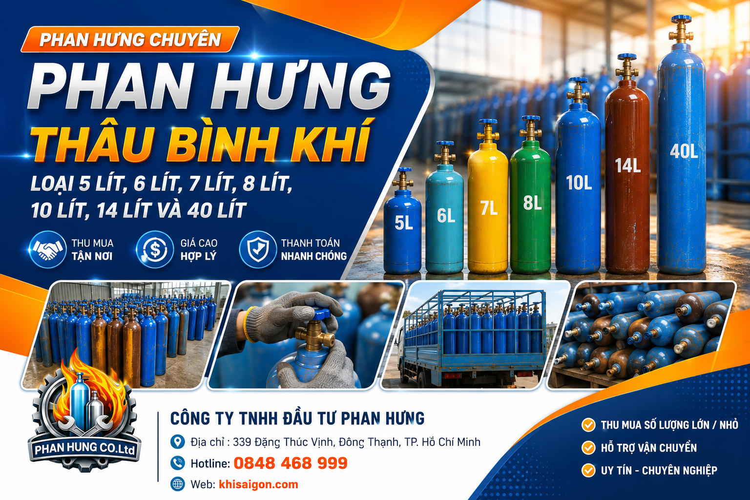 Dung tích thu mua các loại bình theo yêu cầu