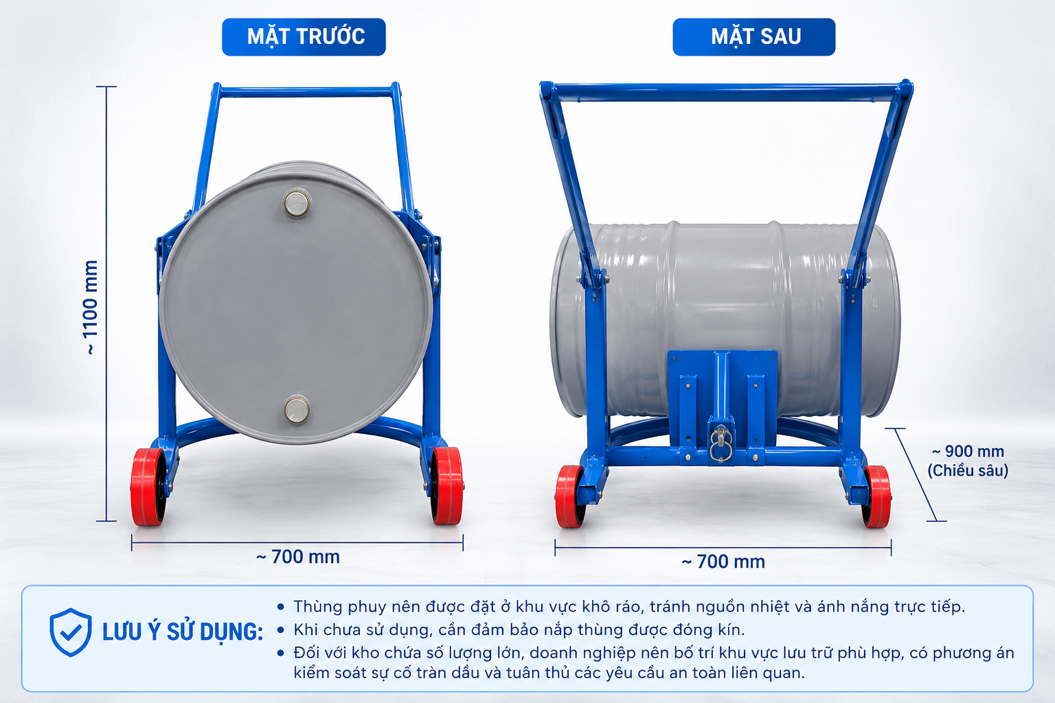 Mặt trước sau xe đẩy dầu nhớt SGXD-01